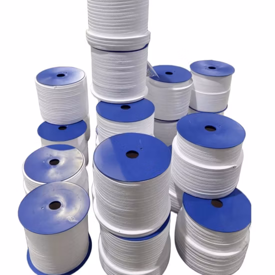 Impregnación de PTFE blanco trenzado de fibra de amianto de China sin embalaje de lubricante de aceite