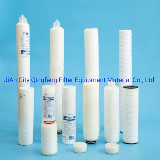 Cartucho de filtro de agua hidrofóbico absoluto de alto rendimiento, PTFE plisado de 0,01/0,1 micras para fermentación de gas por aire comprimido con filtro de PP de membrana de microporos